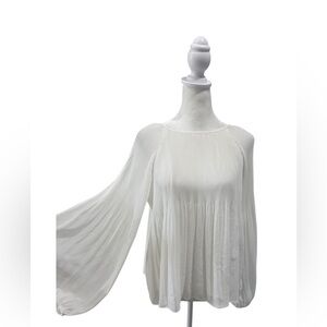 Pookie & Sebastian Elegant White Pleated Blouse